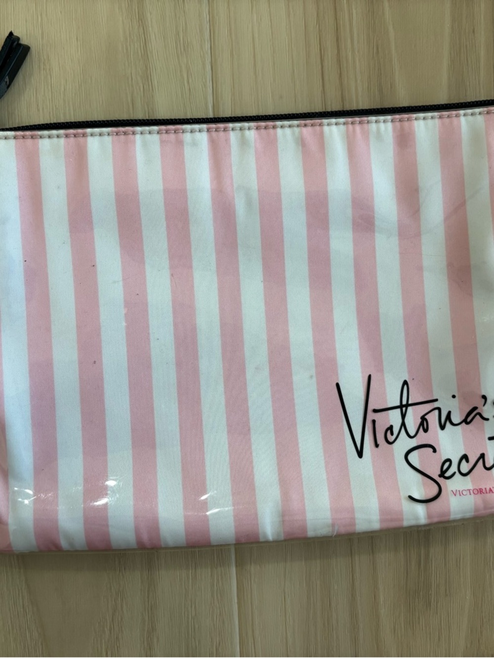 Victoria's Secret Pink & White Striped Cosmetic Pouch